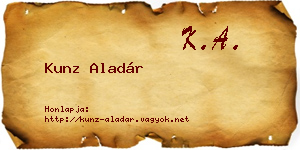Kunz Aladár névjegykártya